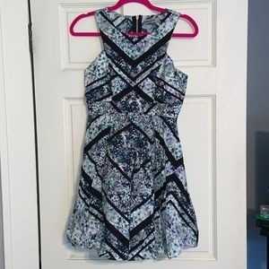 Bailey Blue floral/geometric a-line dress